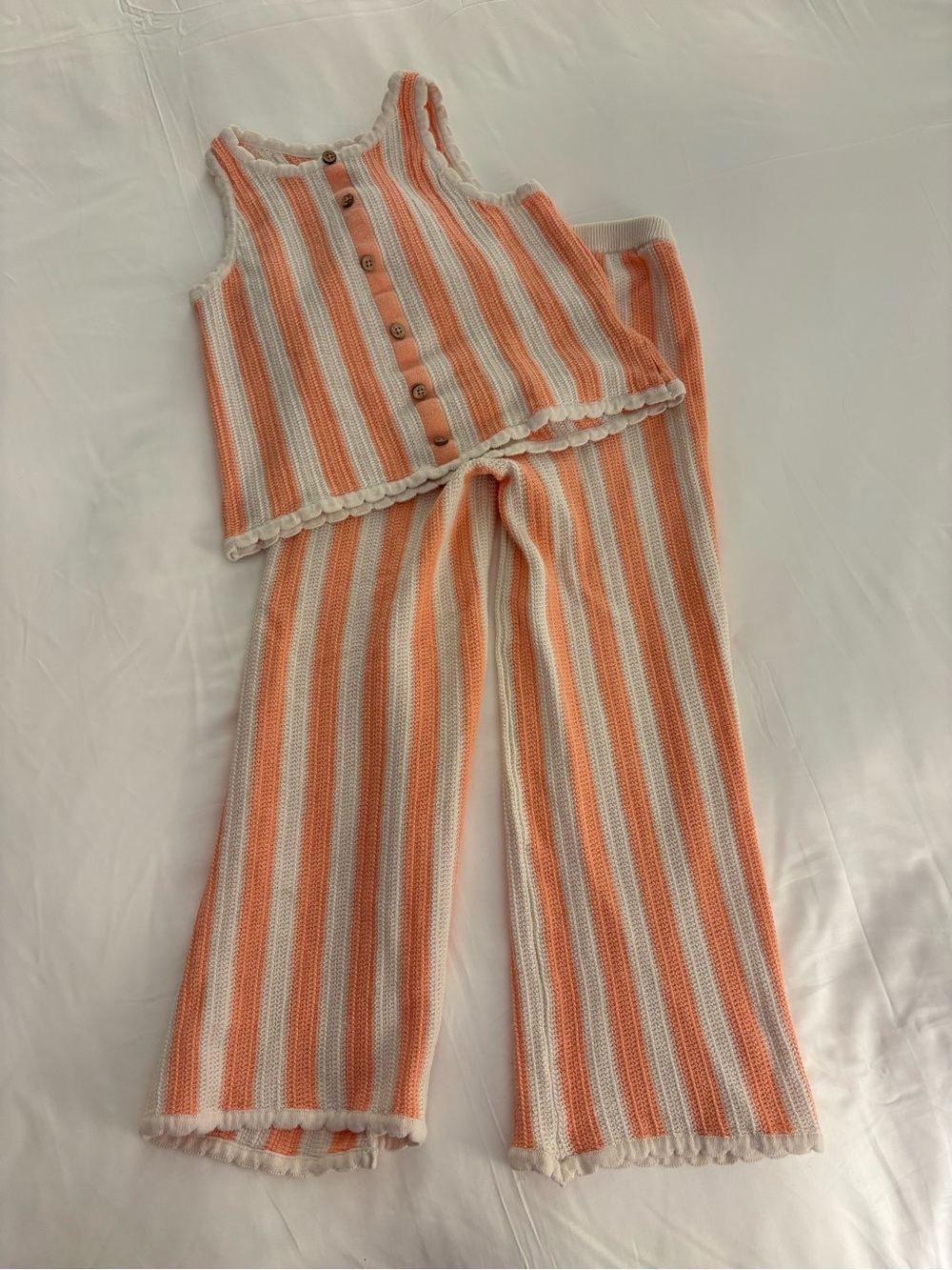 Jessica Simpson Orange & White Striped Knit Tank and Wide-Leg Pants - Kids